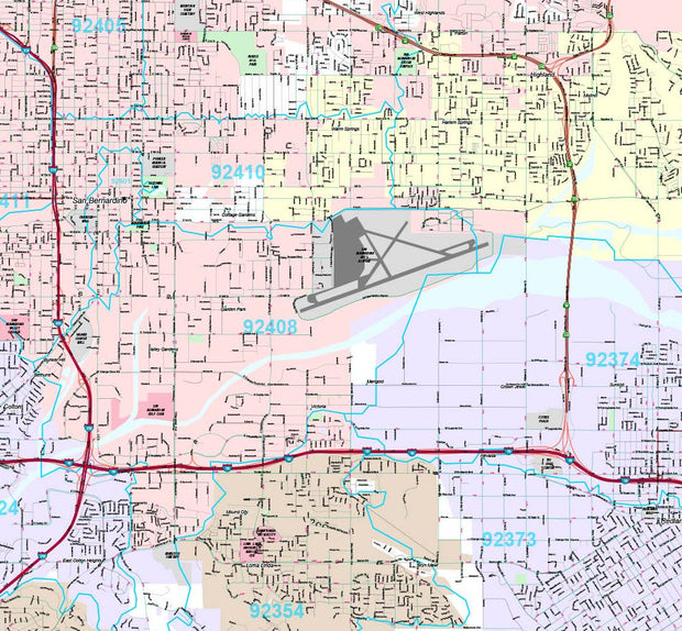 Premium Style Wall Map of San Bernardino, CA by Market Maps