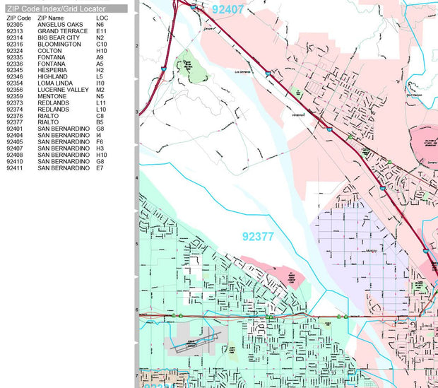 Premium Style Wall Map of San Bernardino, CA by Market Maps