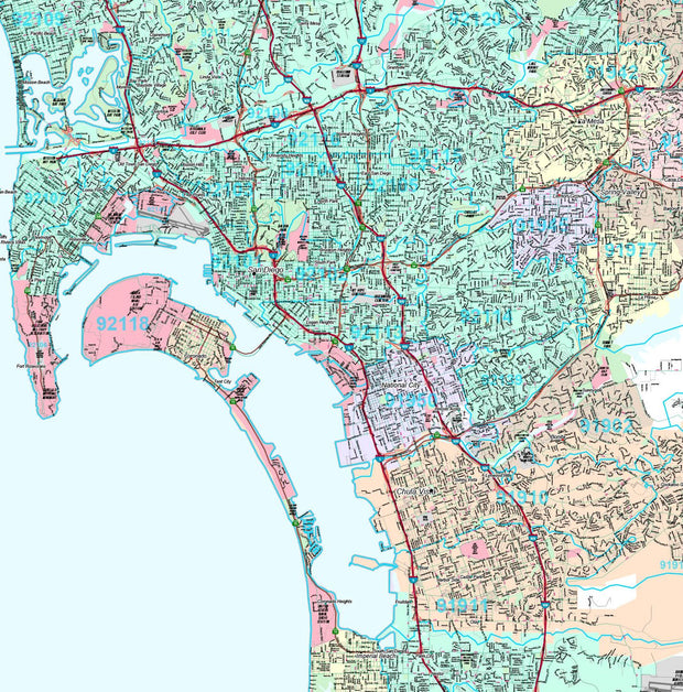 Premium Style Wall Map of San Diego, CA by Market Maps