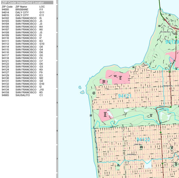 Premium Style Wall Map of San Francisco, CA by Market Maps