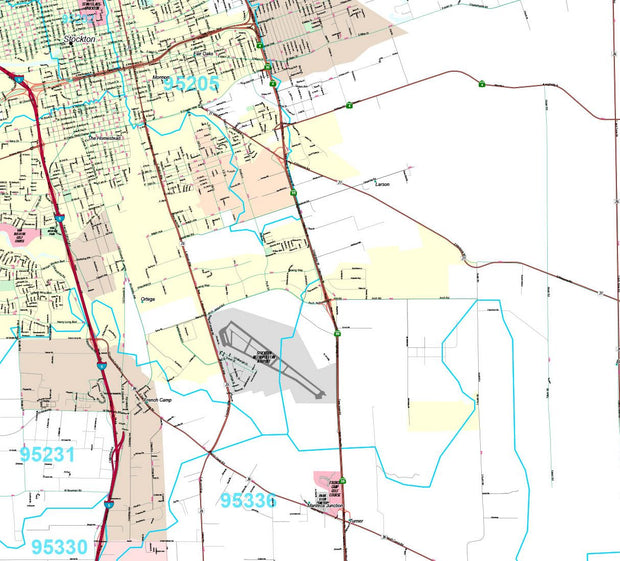 Premium Style Wall Map of Stockton, CA by Market Maps