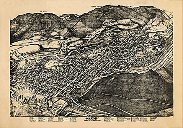 Bird's eye view of Aspen Colorado, 1893