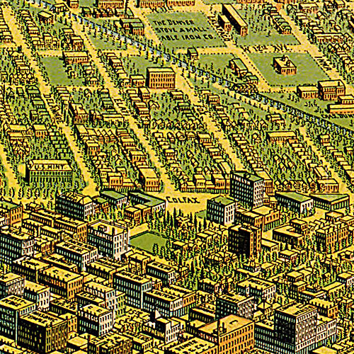 Bird's eye view of Denver Colorado, 1908