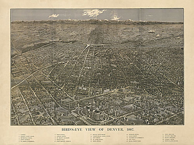 Bird's eye view of Denver, Colorado, 1887