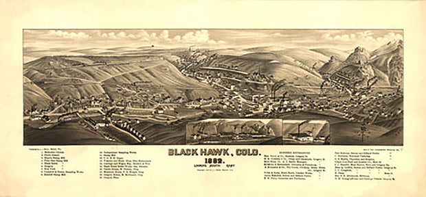 Bird's eye view of Black Hawk, Colorado, 1882