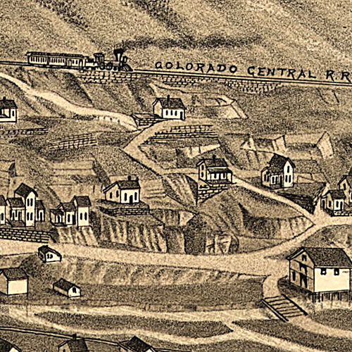 Bird's eye view of Black Hawk, Colorado, 1882