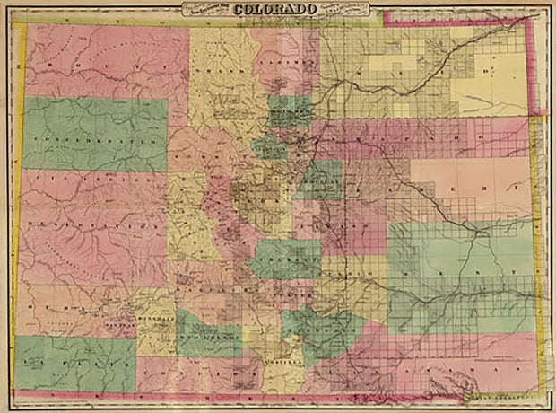 Colton's New Sectional Map of the State of Colorado, 1878