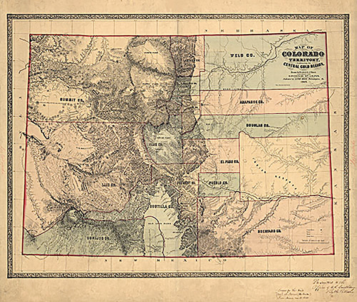 Map of Colorado Territory embracing the Central Gold Region, 1862