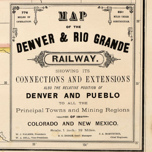 Map of the Denver &amp; Rio Grande Railway, 1881