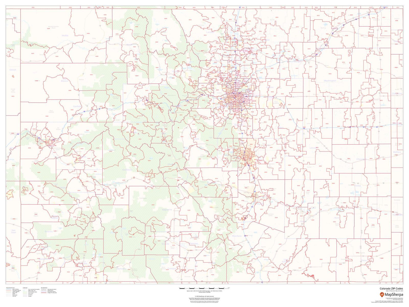 Colorado Zip Code Map by Map Sherpa