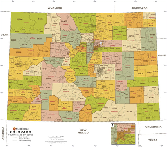 Colorado Zip Code Map with Counties – American Map Store