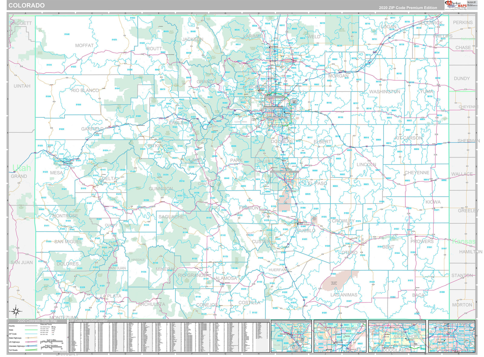 Premium Style Wall Map of Colorado