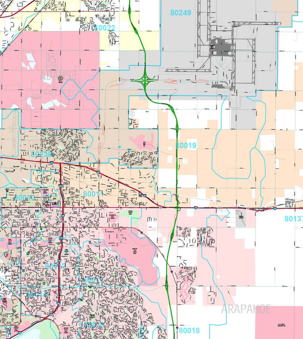 Premium Style Wall Map of Denver, CO by Market Maps