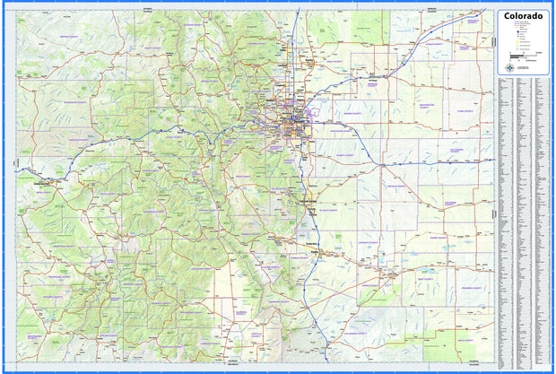 Colorado Wall Map with Shaded Relief