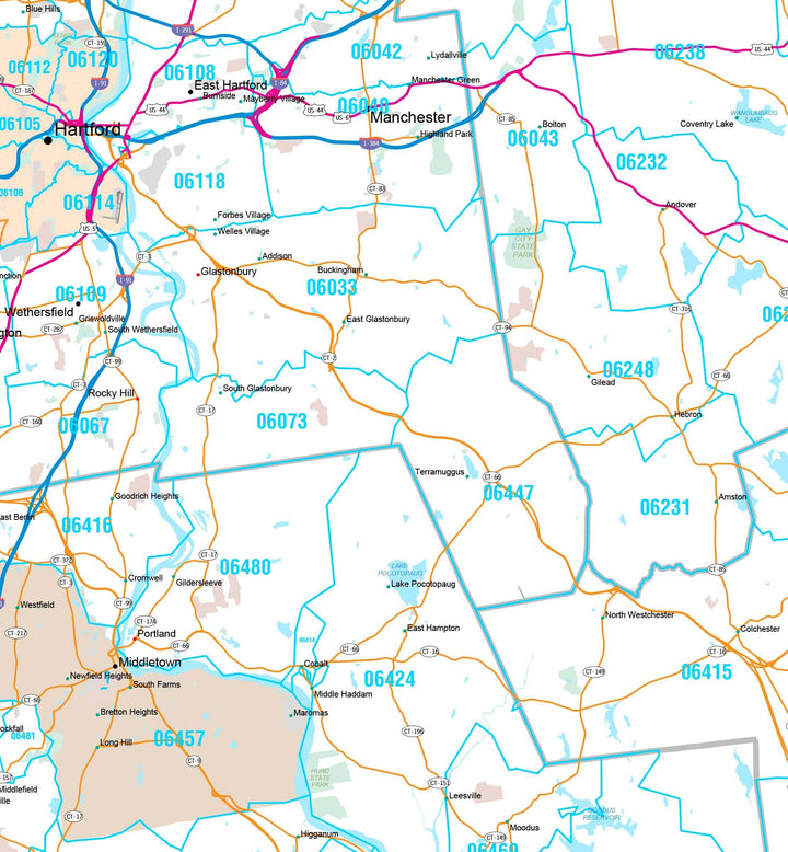 Premium Style Wall Map of Connecticut