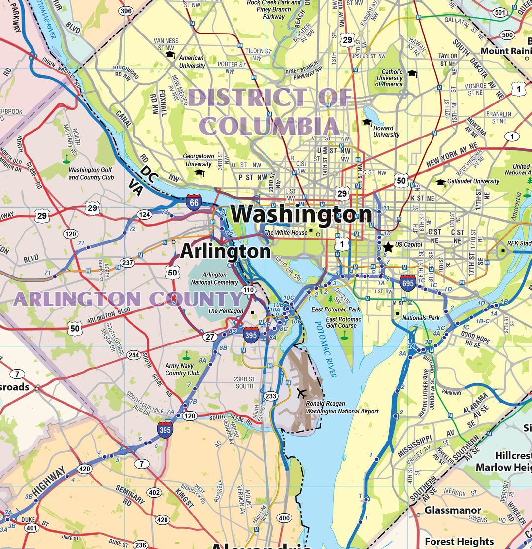 Dc Map Washington Dc Metro Map Map Of Washington, D. C. Metro