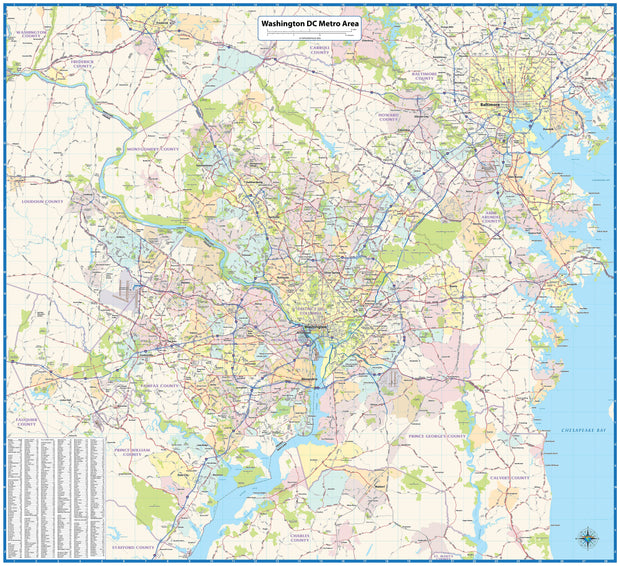 Washington DC Metro Area Wall Map