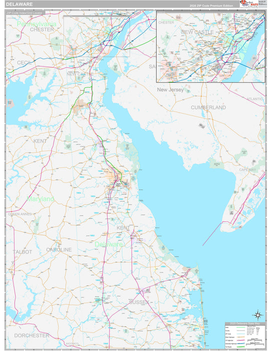 Premium Style Wall Map of Delaware – American Map Store