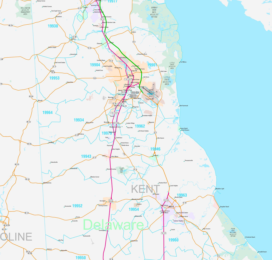 Premium Style Wall Map of Delaware