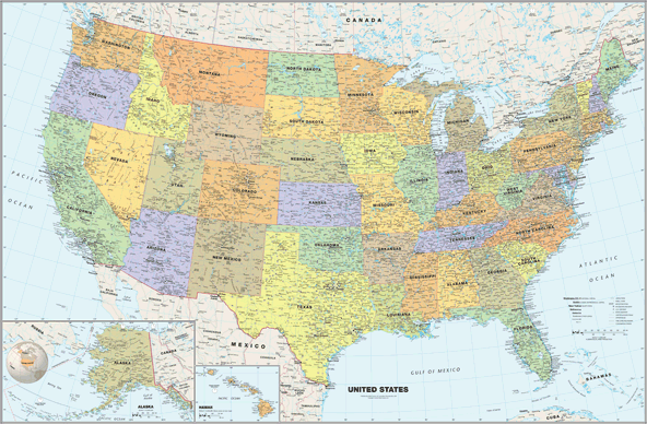Classic US and World Map Classroom Pull Down 2 Map Bundle