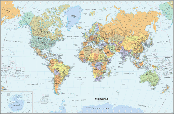 Classic US and World Map Classroom Pull Down 2 Map Bundle