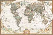 Antique Tones US and World Map Classroom Pull Down 2 Map Bundle