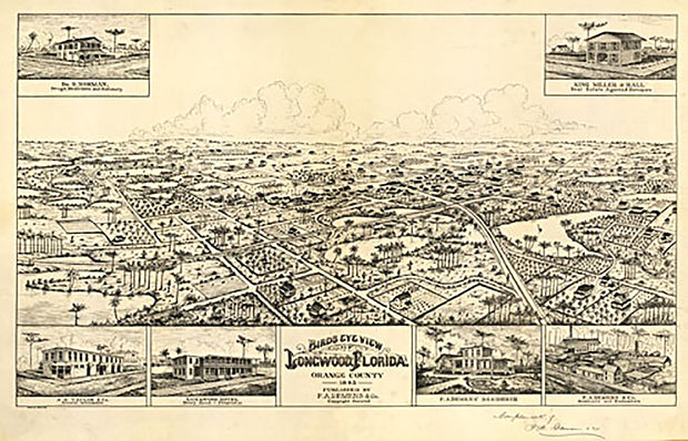 Bird's eye view of Longwood Florida, 1885