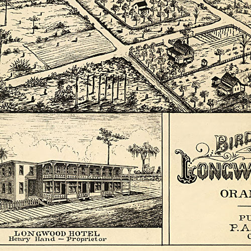 Bird's eye view of Longwood Florida, 1885