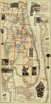 Correct map of Florida, season of 1894-5, showing the Tropical Trunk Line