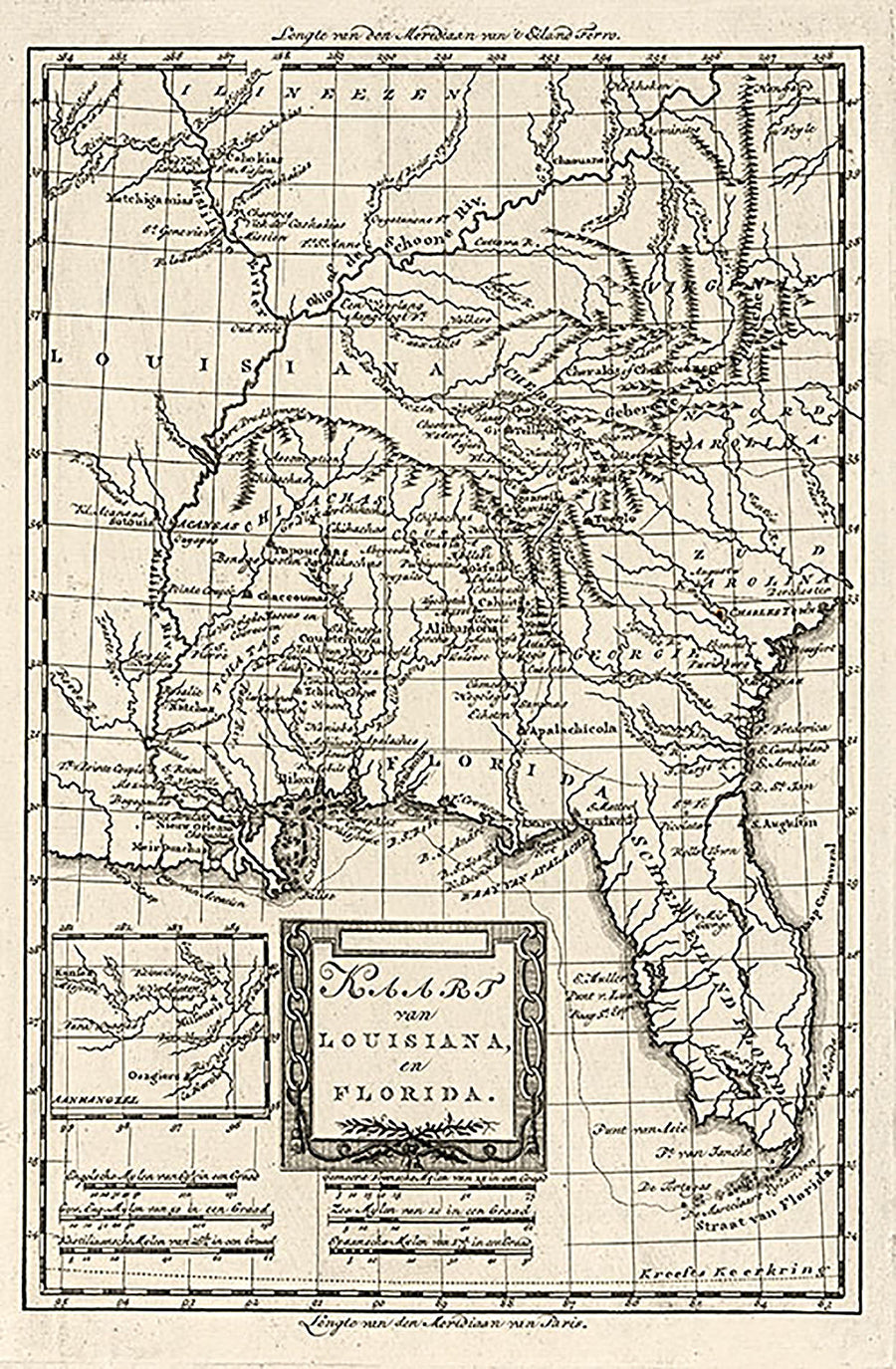 Kaart van Louisiana, en Florida 1785 – American Map Store