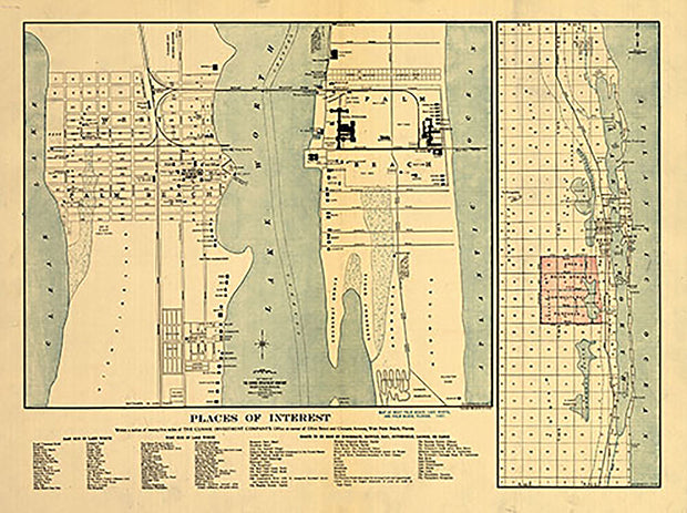 Map of West Palm Beach, Lake Worth, and Palm Beach, Florida, 1907