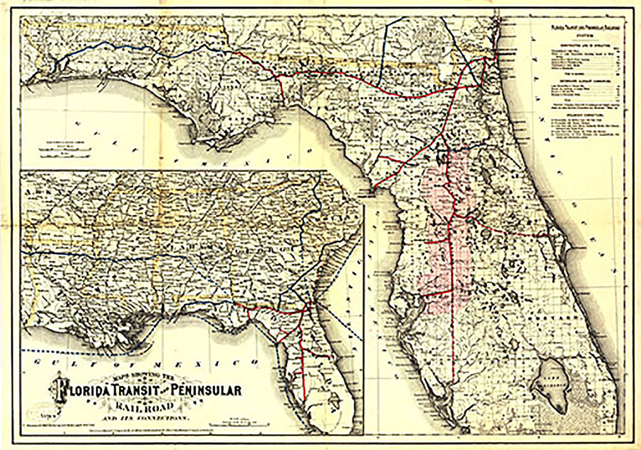 Maps showing the Florida Transit and Peninsula Rail Road and its conne ...