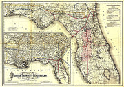 Maps showing the Florida Transit and Peninsula Rail Road and its connections, 1882