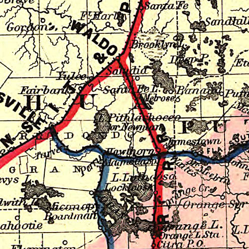 Maps showing the Florida Transit and Peninsula Rail Road and its connections, 1882