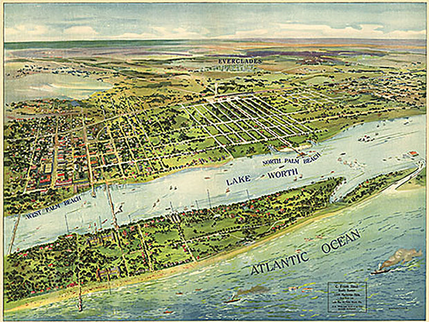 Panoramic view of West Palm Beach, North Palm Beach and Lake Worth, 1915