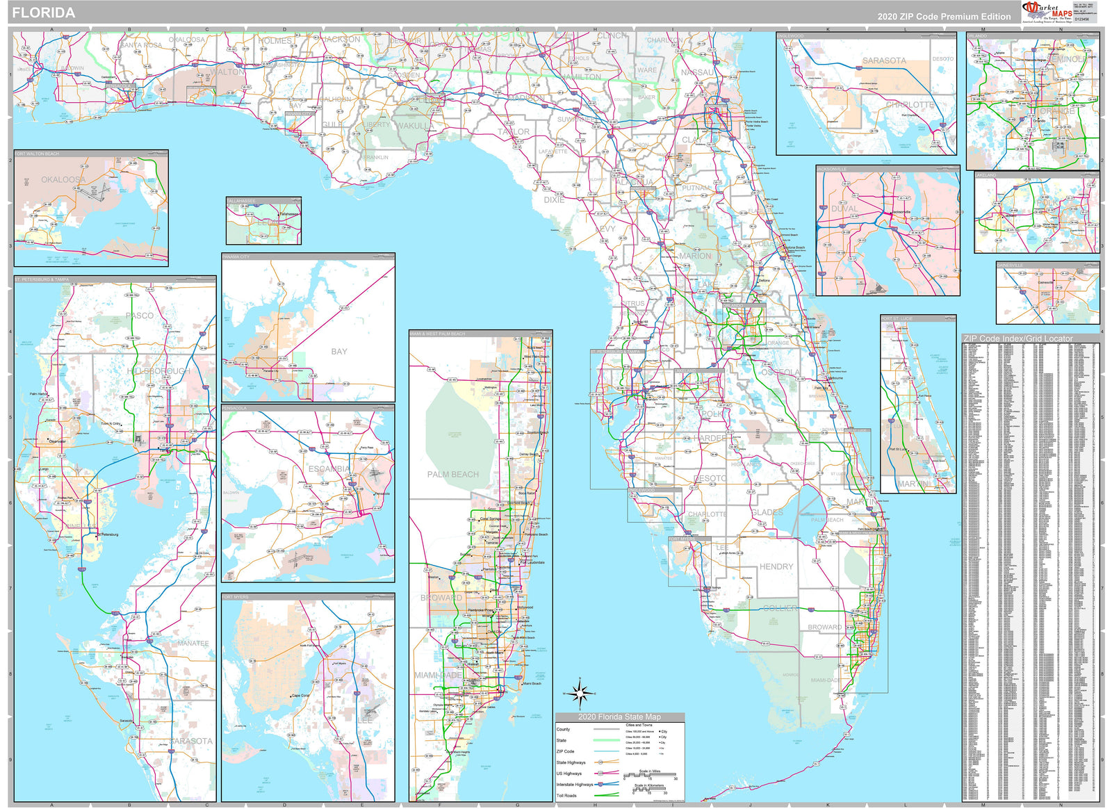 Premium Style Wall Map of Florida