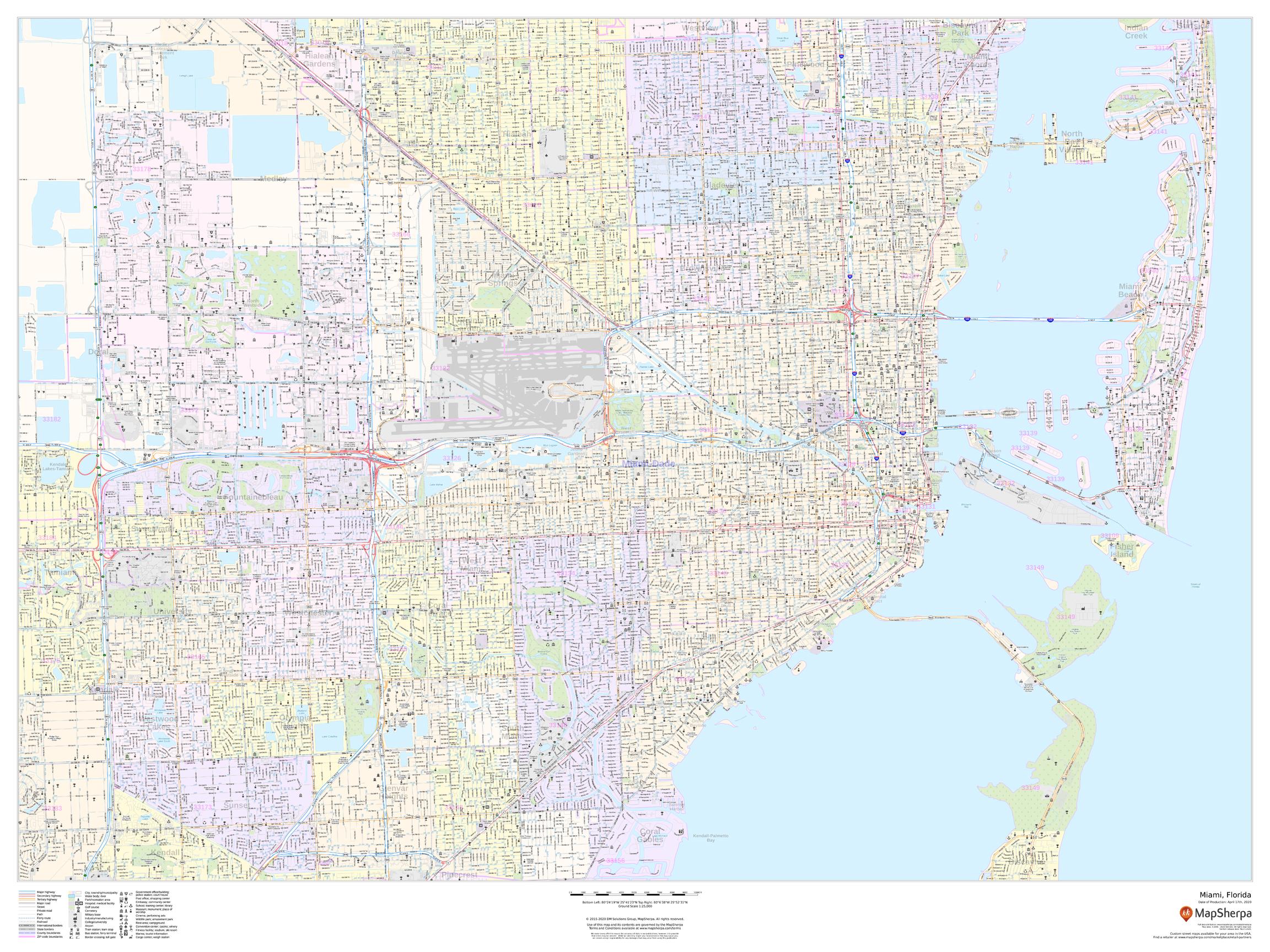 Miami Wall Map – American Map Store