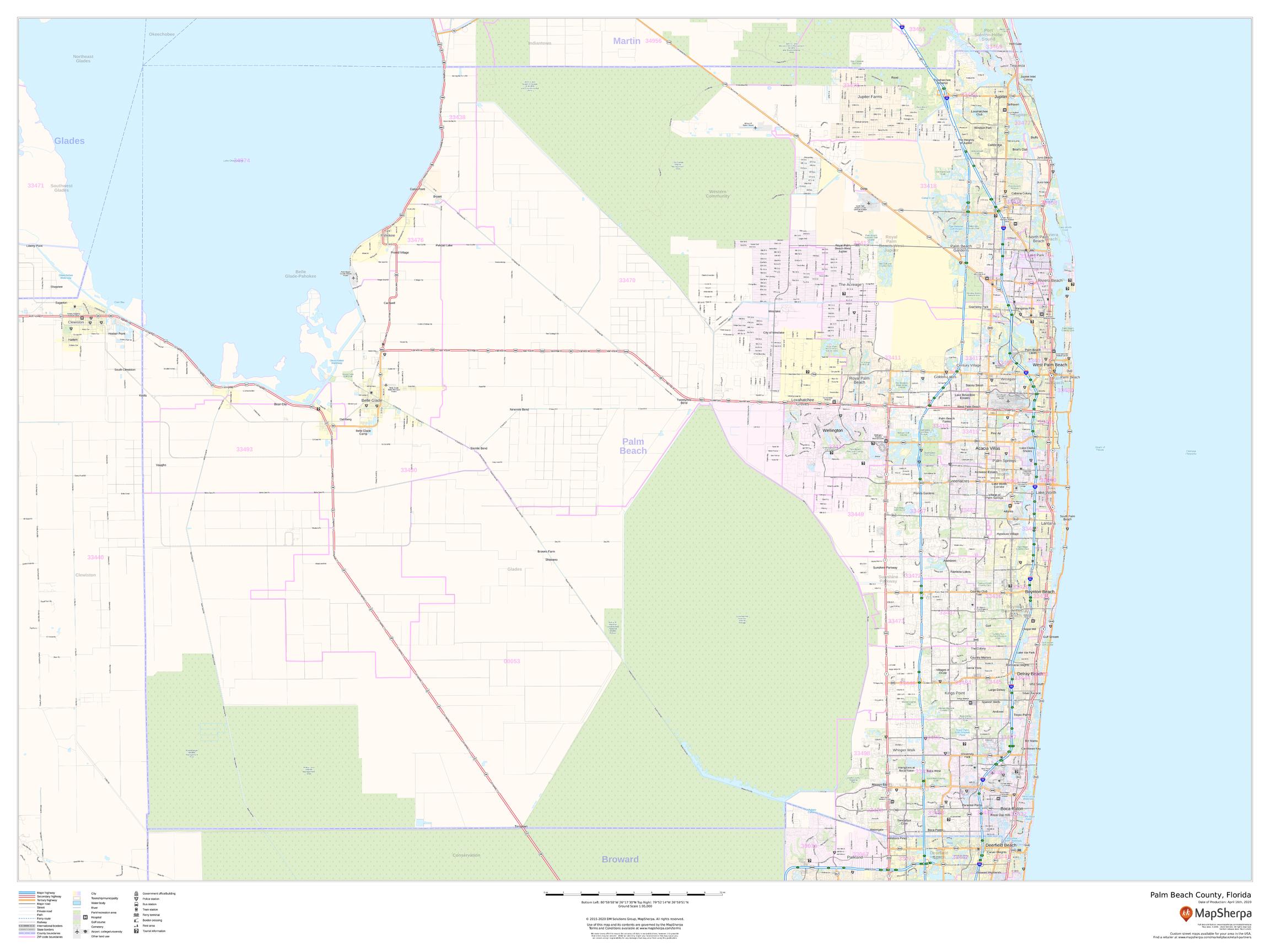 Palm Beach County Wall Map – American Map Store