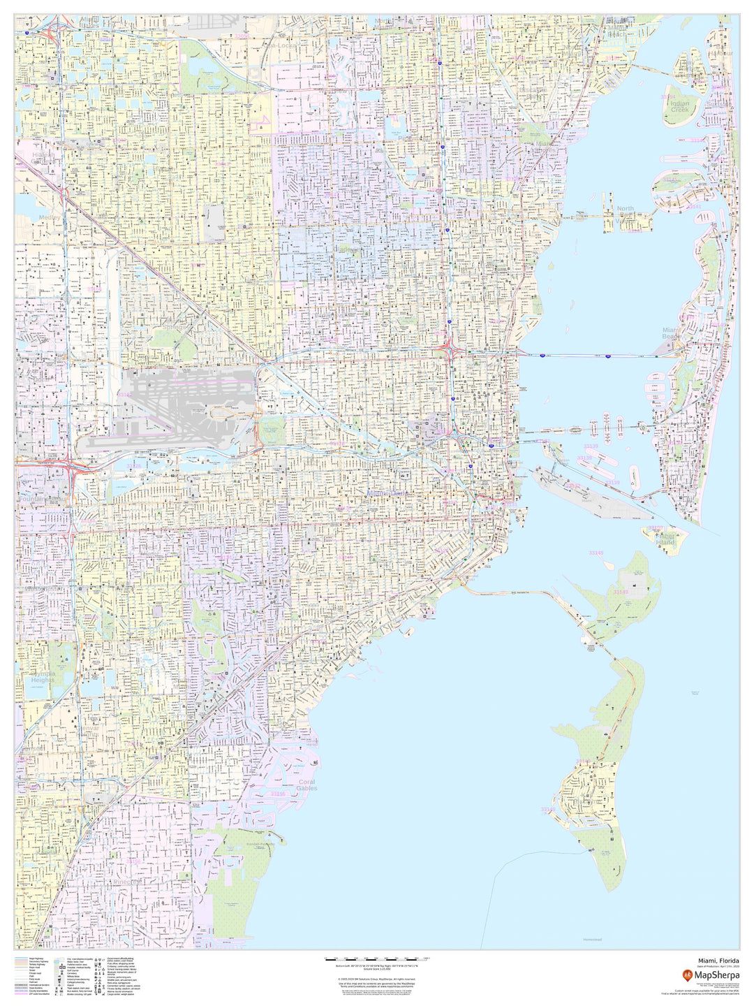 Miami Wall Map (portrait)