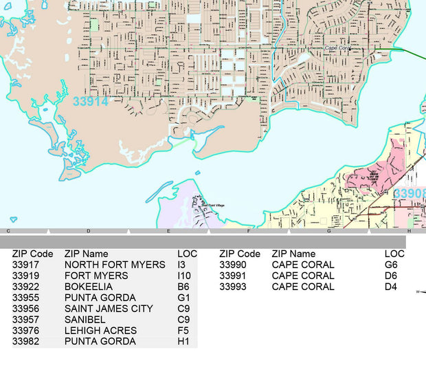 Premium Style Wall Map of Cape Coral, FL.  by Market Maps