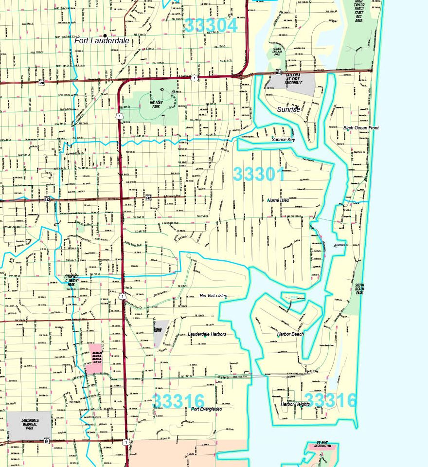 Fort Lauderdale Zip Code Map