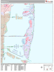 Premium Style Wall Map of Miami Beach, FL.  by Market Maps