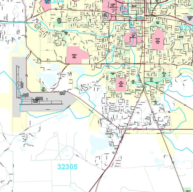 Premium Style Wall Map of Tallahassee, FL.  by Market Maps