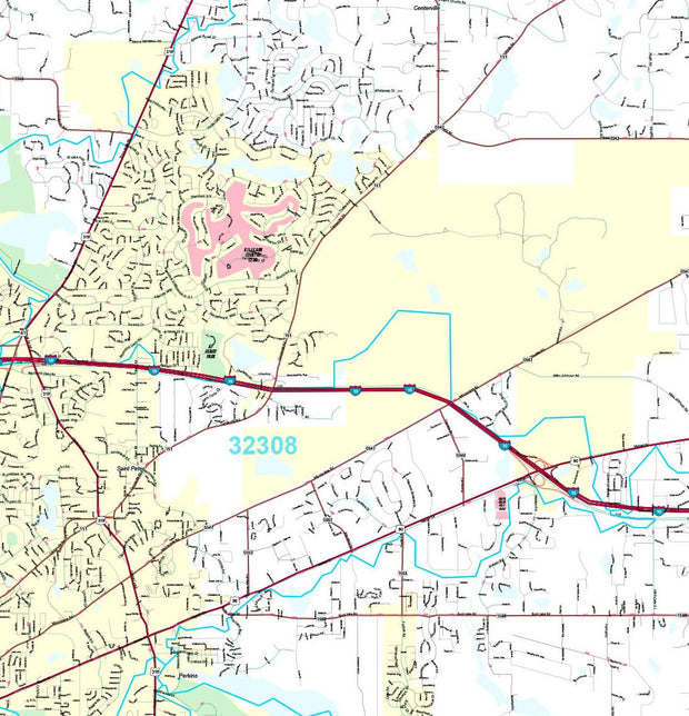 Premium Style Wall Map of Tallahassee, FL.  by Market Maps