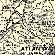 Map of army operations Atlanta campaign between Kingston and Atlanta