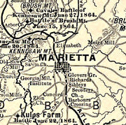 Map of army operations Atlanta campaign between Kingston and Atlanta