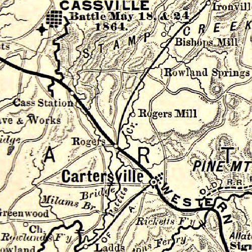 Map of army operations Atlanta campaign between Kingston and Atlanta