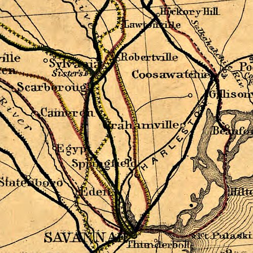 Map showing route of marches of the army of Genl. W.T. Sherman, from Atlanta, Ga. to Goldsboro, N.C.