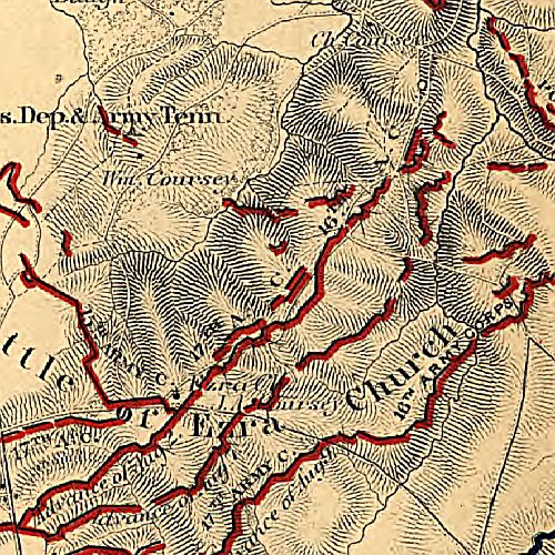 Map illustrating the siege of Atlanta, Ga. by the U.S. forces under command of Maj. Gen. W. T. Sherman, 1864