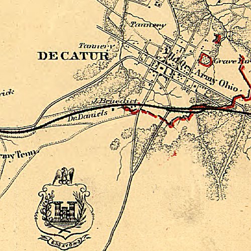 Map illustrating the siege of Atlanta, Ga. by the U.S. forces under command of Maj. Gen. W. T. Sherman, 1864